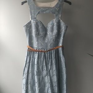 City Triangles Pale Blue + white Lace Dress 11